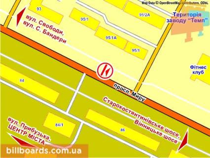 Билборд A в Хмельницком пр. Миру, 95 схема