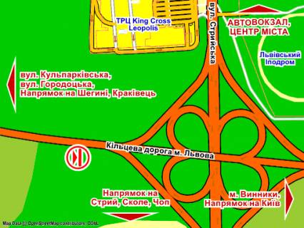 Нестандарт A у Львові Західний обхід м.Львова, км 15 + 50 м (біля ТЦ "Кінг Крос", 5х12 м схема