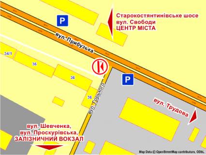 Билборд B в Хмельницком вул. Прибузька, 36 схема