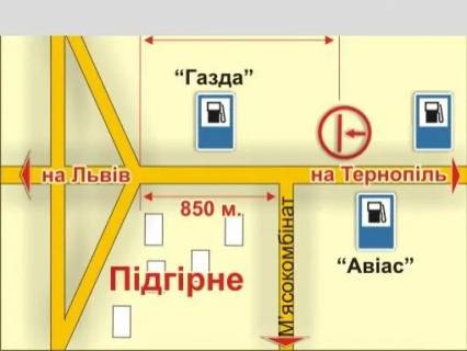Билборд A в Львове с. Підгірне (напрямок до міста), 5х12 м схема