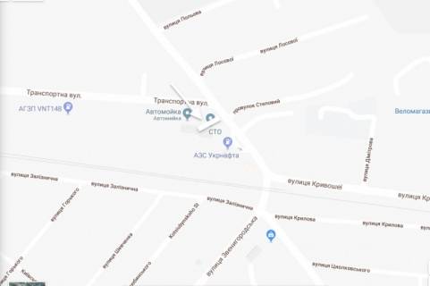 Билборд A в Ватутине ул.Звенигородская 56-а вьезд в Ватутино с Киева АЗС Автосервис А схема