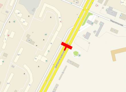 Білборд, Бігборд (Борд)   у Одесі, 3x12x4  Палія вул. (колишня Дніпропетровська дорога), 76, навпроти, правий схема