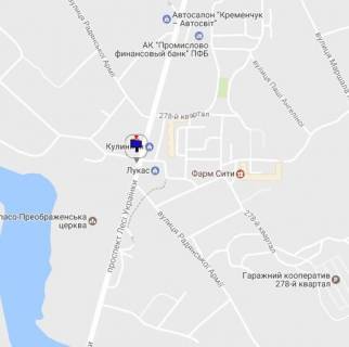 Білборд, Бігборд (Борд)  A у Кременчуці, 3 х 6  просп. Л.Українки, перехр. з вул. Козацькою, 5, навпроти супермаркет «МаркетОпт» та СК "Спорт Лайф", напрямок у центр схема