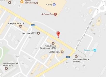 Билборд A в Кременчуге, 5,1 х 3,5  вул. Халаменюка, 7, біля залізничного вокзалу, супермаркетів "АТБ", "МаркетОпт" схема