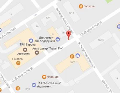 Сiтiлайт A у Кременчуці перекр. ул. Первомайской та вул. Небесной Сотни, напротив центрального рынка, супермаркетов АТБ, Эльдорадо, МаркетОпт схема