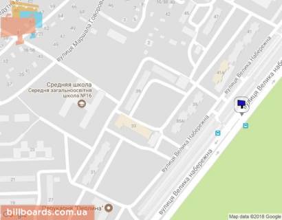 Билборд A в Кременчуге ул. Большая Набережная (ул.50-летия СССР), 41-А, район авторынка, на разделительной полосе, направление из центра схема