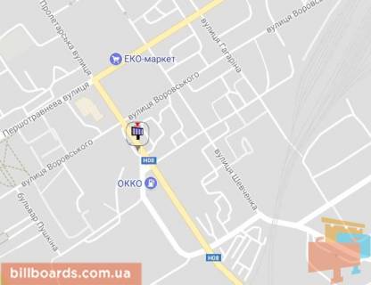 Призма A в Кременчуге, 3 х 6  ул. Небесной Сотни 1а, район перекр. с ул. Николаевской, возле супермаркетов «АТБ», «Эльдорадо», «МаркетОпт» и Центрального рынка - 108922 схема