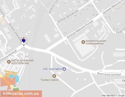 Білборд, Бігборд (Борд)  A у Кременчуці ул. Шевченко перекр.  с ул. Украинской и ул. Большой Набережной, р-н Автовокзала, Приднепровского рынка и Крюковского моста схема