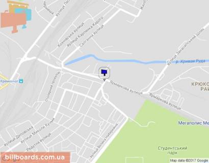Билборд A в Кременчуге ул. Ярмарочная, перекрёсток с ул. Говорова, район авторынка и ж/д переезда, направление на авторынок схема