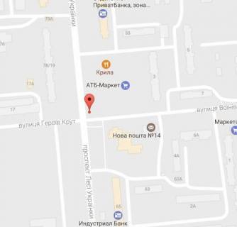 Білборд, Бігборд (Борд)  A у Кременчуці, 3 х 6  просп. Л.Українки, 78/19, р-н перехр. з вул. В.Інтернаціоналістів схема