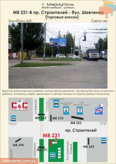 Билборд B в Мариуполе пр.Строителей - бул. Шевченко (Торговые киоски) фото 1