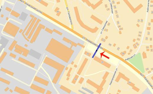 Билборд B в Борисполе  Киевский шлях/пов.на ж.д.вокзал (В) на Киев схема