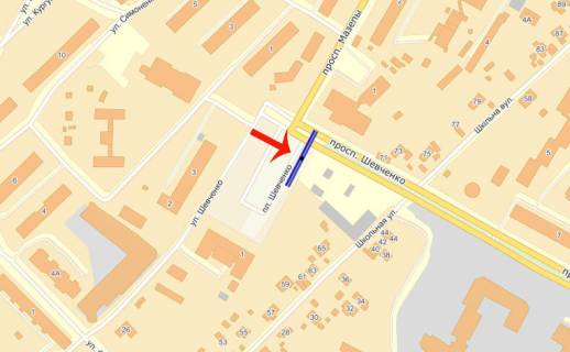 Билборд A в Вышгороде  площадь Шевченко (А) схема