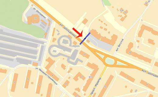 Білборд, Бігборд (Борд)  B у Вишгороді ул.Шолуденко, 6 (В) /центр.ринок, стадіон (напр.на Набережну) схема