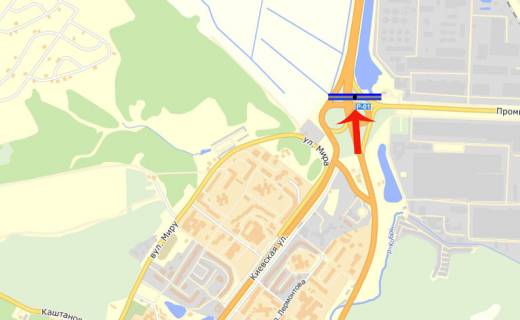 Билборд A в Обухове  комбинат (А) на Киев схема