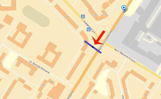 Билборд A в Тернополе ул.Киевская/ул.15 Квитня (А) схема