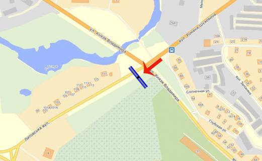 Білборд, Бігборд (Борд)  B у Рівному вул.Шухевича / вул.Князя Володимира (В) - розмір щита: 3 х 5,95 схема