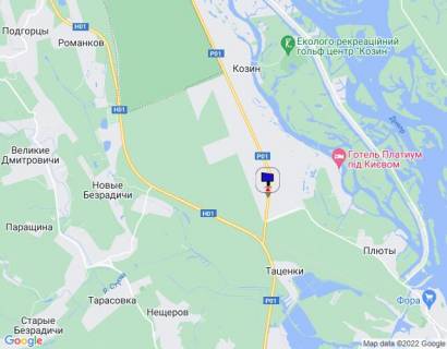Билборд B в Козине Конча-Заспа, траса Р-01, км 34+750 право, поворот на с. Плюти схема