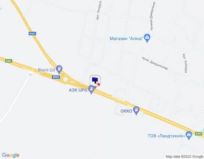 Билборд A в Иванков с. Іванків, харківська траса, траса М-03 "Київ-Харків", км 45+050 ліво, навпроти АЗС UPG, за 300м до розв'язки з автошляхом Р03 та АЗС Brent Oil, через 250м після автобусної зупинки та АЗС ОККО схема