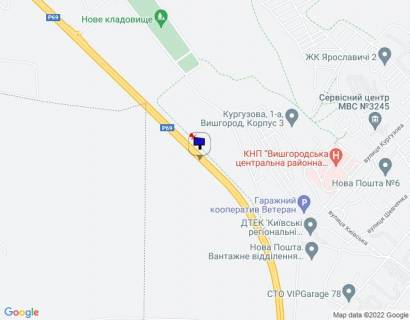 Билборд A в Вышгороде м. Вишгород, траса Р-69 "Київ-Вишгород-Десна", км 19+500 ліво, через 850м після повороту на вул. Яблунева схема