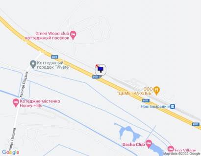 Билборд B в Київських трасах Дніпровське шосе, траса Н-01 "Київ-Знам'янка", км 35+450 ліво, за 670м до з/д станції, через 630м після повороту на с. Нові Безрадичі схема