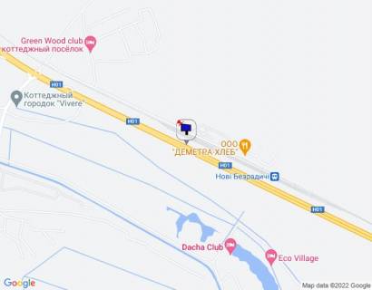 Билборд B в Київських трасах Дніпровське шосе, траса Н-01 "Київ-Знам'янка", км 35+700 ліво, за 420м до з/д станції, через 880м після повороту на с. Нові Безрадичі схема