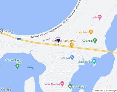 Билборд A в Хотяновке с. Хотянівка, траса Р-69 "Київ-Вишгород-Десна", км 28+450 право, в'їзд в Хотянівку, через 100м після садового центру JACARANDA, через 600м після повороту на Київську дамбу, за 650м до Sobi Club схема