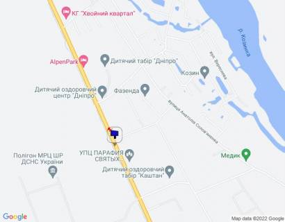 Білборд, Бігборд (Борд)  A у , Козин (Козин) Конча-Заспа, траса Р-01, км 32+200 право, поворот на с. П'ятихатки (вул. Анатолія Солов'яненка), через 300м після повороту на вул. Лобановського схема