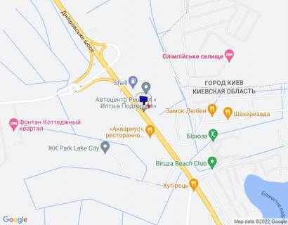 Билборд A в Київських трасах Дніпровське шосе, траса Н-01 "Київ-Знам'янка", км 25+600 ліво, через 100м після відділу продажу ЖК "Парк Лейк Сіті", за 100м до АЗС Shell, за 480м до розв'язки на с. Креничі схема