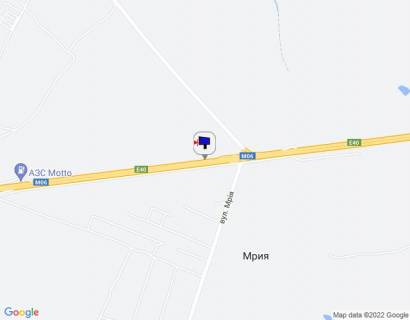 Билборд B в Мрії с. Мрія, траса М-06 "Київ-Чоп" (Житомир), км 28+850 право, за 50м до автобусної зупинки, за 150м до поворту на вул. Мрія, через 850м після АЗС Motto схема