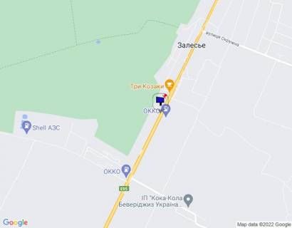 Білборд, Бігборд (Борд)  A у ,  с. Залісся, чернігівська траса, траса М-01 "Київ-Чернігів-Нові Яриловичі", км 43+500 ліво, вул. Київська, навпроти АЗС "ОККО", за 950м до повороту на завод "Coca-Cola" та АЗС "ОККО", через 450м після ресторану "Три козаки" схема