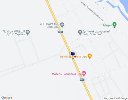 Білборд, Бігборд (Борд)  B у , Козин (Козин) Конча-Заспа, траса Р-01, км 32+800 право, через 300м після автобусної зупинки та котеджного містечка "Сосновий Бір", за 250м до повороту на с. П'ятихатки схема