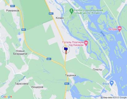 Билборд A в Козине Конча-Заспа, траса Р-01, км 34+750 ліво, поворот на с. Плюти схема