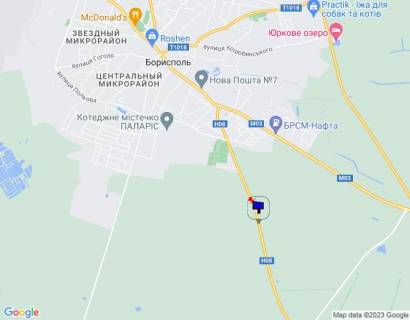 Билборд A в Київських трасах Черкаська траса, траса Н-08 "Бориспіль-Дніпро-Запоріжжя", км 2+300 право, виїзд з м. Бориспіль в напрямку Дніпра (Переяслава) схема