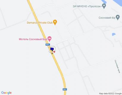 Билборд B в Козине Конча-Заспа, траса Р-01, км 33+350 право, біля автобусної зупинки, за 150м до повороту на с. П'ятихатки, за 250м до котеджного містечка "Сосновий Бір", через 400м після повороту на с. Рудики схема