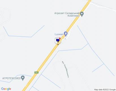 Билборд B в Калиновке смт. Калинівка, траса М-05 Київ-Одеса, км 34+020 ліво, заїзд на АЗС LUXWEN схема