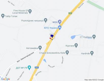 Билборд A в с. Вита-Почтовая с. Віта-Поштова, траса М-05 Київ-Одеса, км 18+090 ліво, за 250м до АЗС WOG, через 730м після повороту на с. Віта-Поштова (на вул. Садова) схема