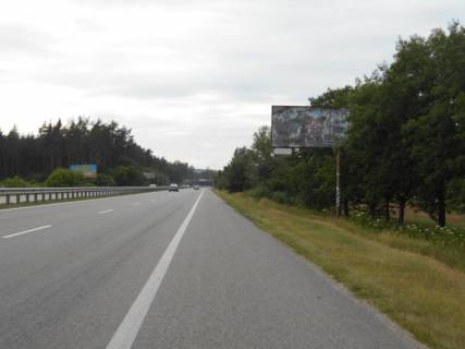 Білборд, Бігборд (Борд)  A у Київських трасах Дніпровське шосе, траса Н-01 "Київ-Знам'янка", км 35+450 ліво, через 670м після з/д станції, за 630м до повороту на с. Нові Безрадичі Фото 1