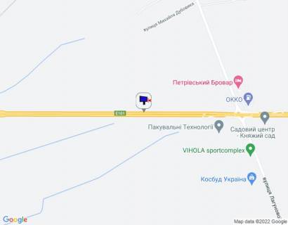 Билборд A в Бровары м. Бровари, траса М-01 "Київ-Чернігів-Нові Яриловичі", км 22+550 ліво, об'їзд м. Бровари, через 750м після перетину вул. Переяславський Шлях та вул. Лагунової, ресторану "Петрівський Бровар" та АЗС ОККО, за 1.7км до повороту на вул. Анатолія схема