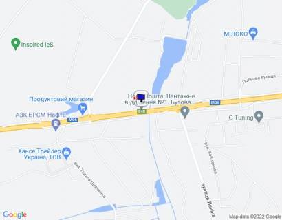 Билборд B в Бузовій с. Бузова, траса М-06 "Київ-Чоп" (Житомир), км 35+200 право, за 250м до автобусної зупинки та повороту на вул. Леніна, через 600м після АЗС БРСМ-Нафта схема