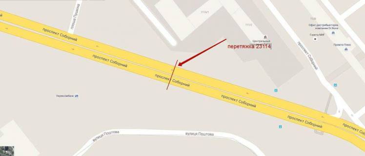 Нестандарт  у Запоріжжі ул.Пушкина (остановка) до пер. ул.Первомайская схема