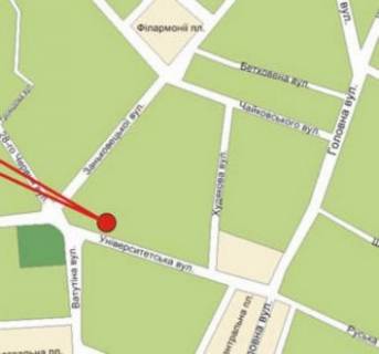 Билборд B в Черновцах ул.Университетская, 8 нижний, центр около Фокстрота схема