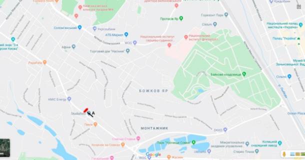 Скролер, Скрол A у Києві просп. Валерія Лобановського (Червонозоряний), 94, в напр. просп. Повітряних Сил - 203623 схема