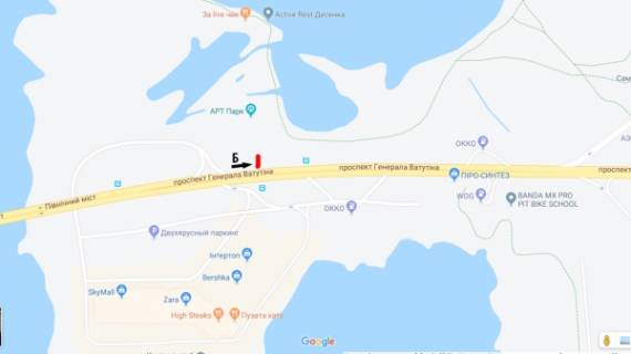Билборд B в Киеве, 3х6  просп. Романа Шухевича (Генерала Ватутіна) напроти ТРЦ "Скай Молл", маг. "АШАН" в напр. Троєщина схема