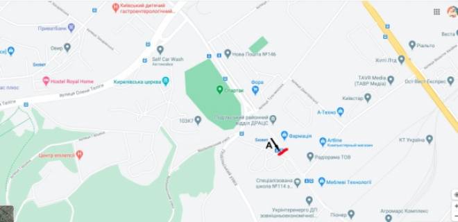 Скроллер A в Киеве вул. Кирилівська (Фрунзе), 99/1 (на зупинці)- вул. Вікентія Хвойки - 294737 схема