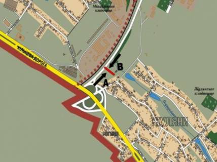 Білборд, Бігборд (Борд)  A у Києві, 3х6  ул. Б.Окружная / а-т Жуляны в напр. Воздухофлотского просп. схема