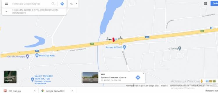 Билборд A в Бузовій, 3х6  Житомирська траса - зупинка "Бузова", клініка "Адоніс"- 35,400 км, з Києва схема
