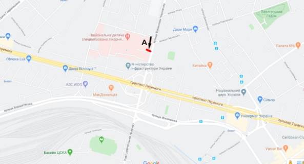 Скролер, Скрол A у Києві вул. В. Чорновола, 28/1 - "Охматдит" в напр. пр. Повітряних Сил - 189588 схема