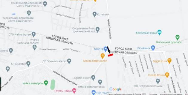 Билборд A в Петропавловской Борщаговке Петропавлівська Борщагівка,  на перехр. з вул. І. Багряного/вул. Зв'язківців та вул. Антонова (маг. "NOVUS") схема