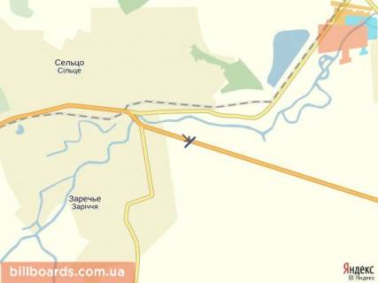 Билборд A в Иршаве с.Заріччя, вул, Головна, траса Мукачево-Івано-Франківськ, в сторону м.Хуст схема